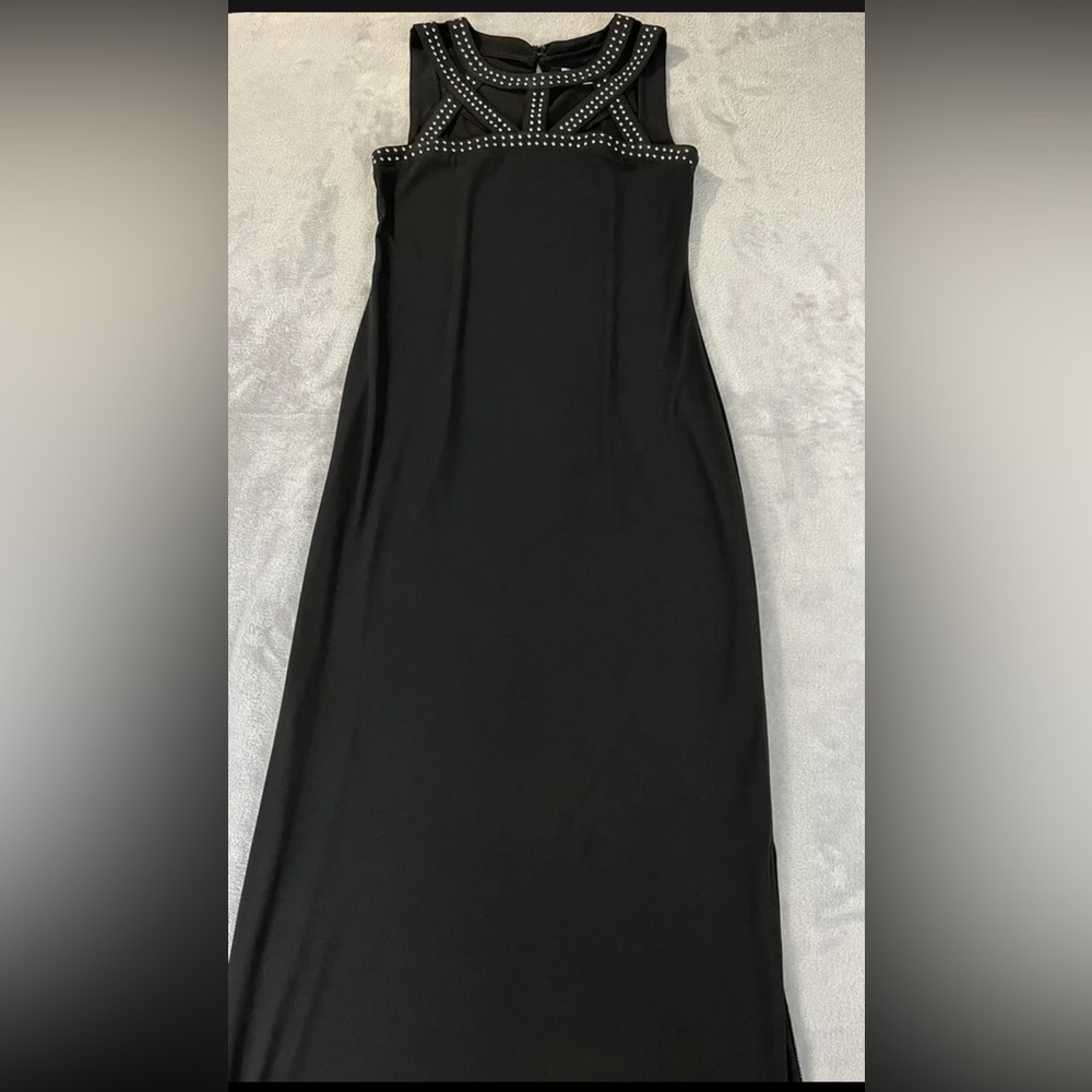 Spense womens black sleeveless long dress size 4